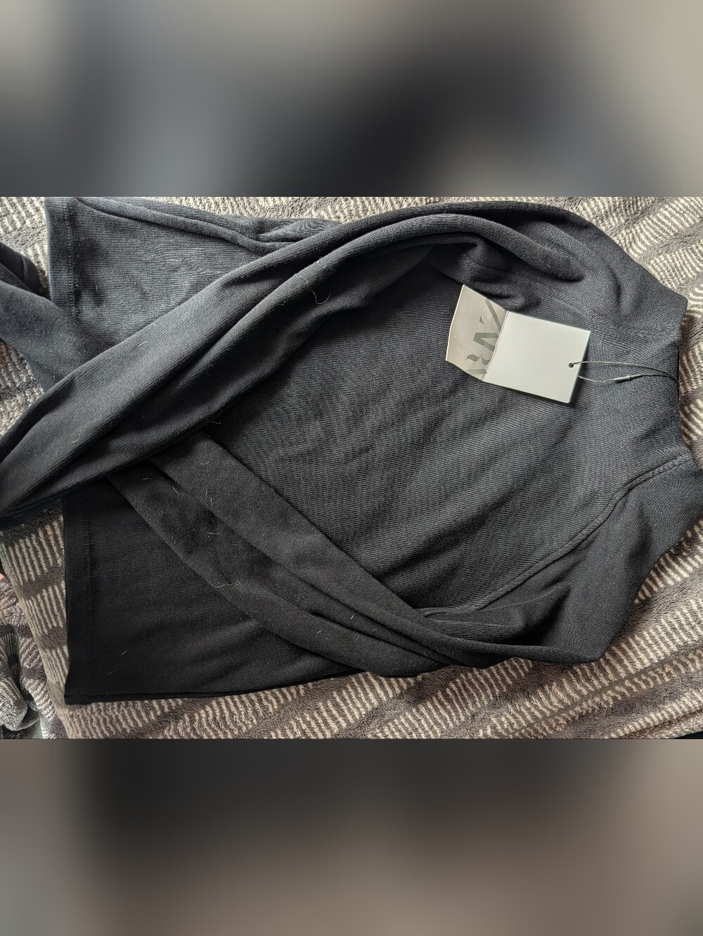 Zara Black Knit Top with Tag Detail
